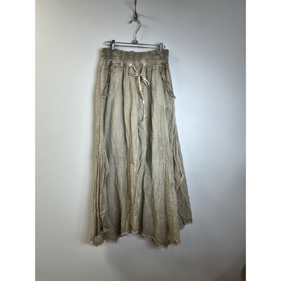 Ipekci Otantik Brown Sheer Lined Wide Leg Crop Pants Women’s Size S/M Boho🤩 - Picture 2 of 11